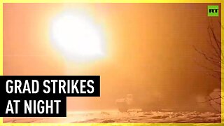 Russian Grad MLRS conducts night strikes