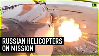 Russian Ka-52 attack helicopters conduct combat operations
