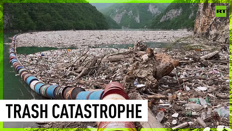Massive amounts of garbage chokes Drina River in Bosnia
