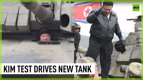 Kim drives tank during North Korean military exercise