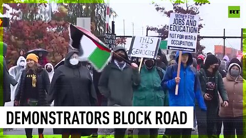 Pro-Palestinian protesters block road at Tacoma port in US