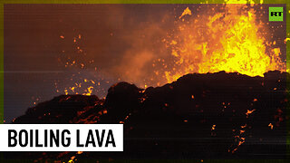 Iceland’s volcano continues to ooze rivers of lava