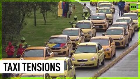 Taxi drivers protest high fuel prices in Colombia