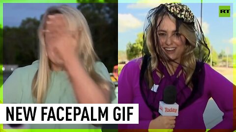 Australian reporter accidentally slaps herself silly