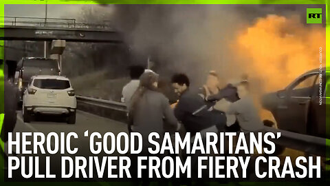 ‘Good Samaritans’ pull driver from fiery crash