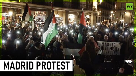 Madrid protesters stage Gaza-inspired nativity scene