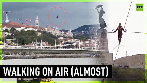 Balance is key | Hungarian man crosses Europe's second-longest river on tightrope without safety net