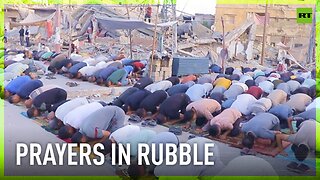 Palestinians hold Eid al-Adha prayers amid rubble in Khan Younis