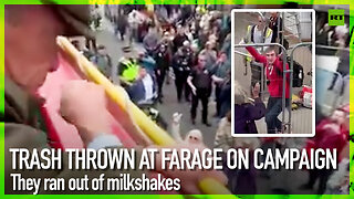 Trash thrown at Farage on campaign
