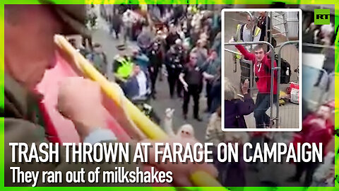 Trash thrown at Farage on campaign