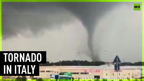 Tornado swirls in Italian port