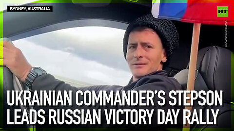 Ukrainian commander’s stepson leads Russian Victory Day rally