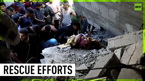 Locals rescue survivor from rubble after air strikes on Gaza