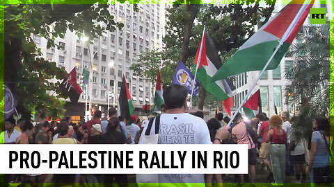 Pro-Palestine rally staged outside US embassy in Rio de Janeiro