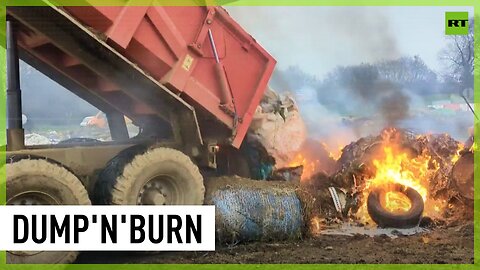 French farmers dump manure, start tire fires as protests continue