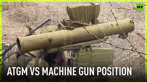 Russia's ATGM strikes Ukrainian machine gun positions