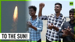 People cheer as India launches its first observation mission to Sun