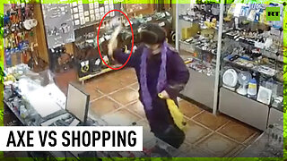 Axe wielding woman smashes up store