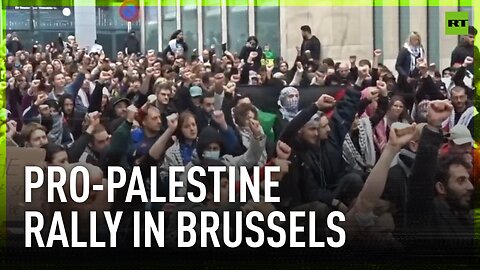 Palestine supporters rally outside German Embassy in Brussels