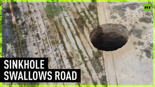 Huge sinkhole swallows road in Chile