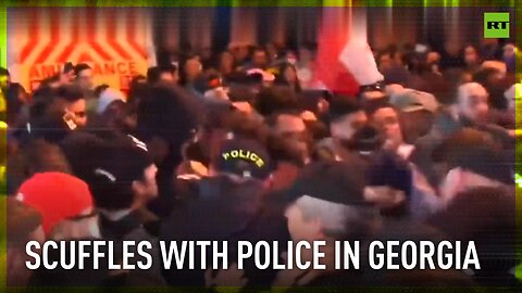 Scuffles with police burst out during protest in Georgia