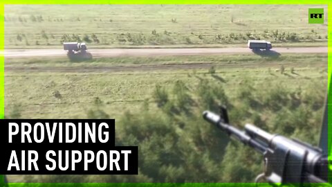 Russia's Mi-8 helicopters escort military convoy