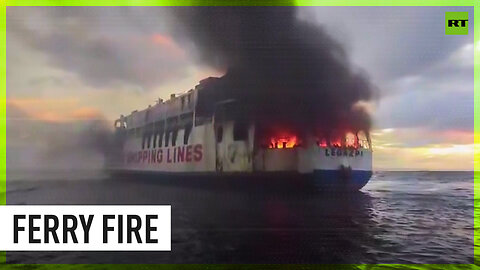 Philippines ferry with 120 passengers catches fire at sea