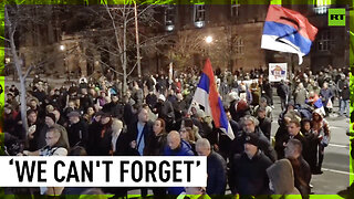 Serbs wave anti-NATO flags on 25th anniversary of Yugoslavia bombing