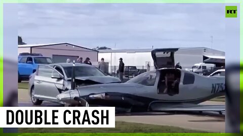 Car crashes into plane crash