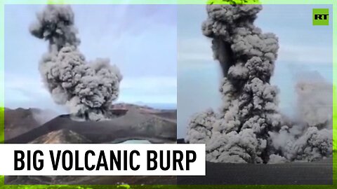 Russian volcano shoots a massive column of ash into air