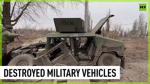 Military vehicles abandoned by Ukrainian army as they fled Avdeevka