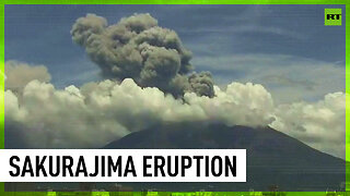 Japan's Sakurajima volcano erupts sending massive columns of smoke into the sky