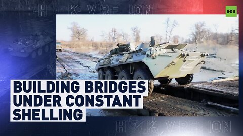 Russian army engineers build pontoon crossing in Ukraine against all odds