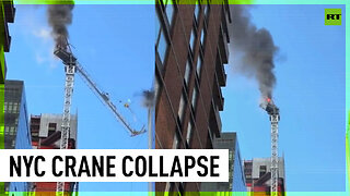 ⚡️Manhattan skyscraper crane catches fire, partially collapses