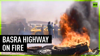 Iraqi protesters burn tires while demanding job opportunities at oil companies