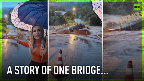 Mayor accidentally livestreams bridge collapse during flood