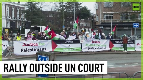 Pro-Palestine activists rally outside UN court