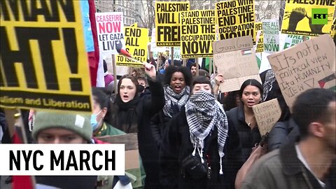 Protesters march through Manhattan to demand Gaza ceasefire