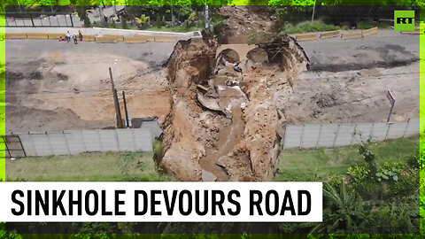 Huge sinkhole swallows part of highway in Guatemala