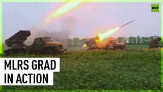 Russian MLRS Grad destroys military targets in Ukraine