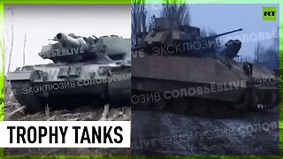 Russian troops capture German Leopard & US Bradley