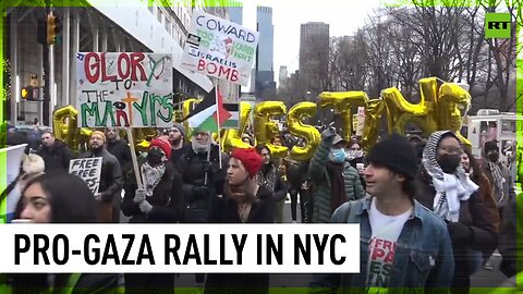 Gaza supporters hold pre-New Year’s Eve rally in New York