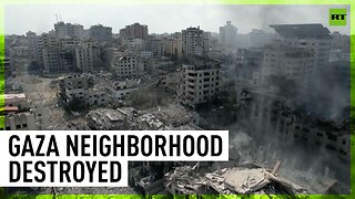 Gaza neighborhood devastated following Israeli strike