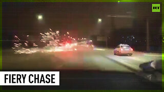Bizarre car chase with fireworks and lynx caught on camera