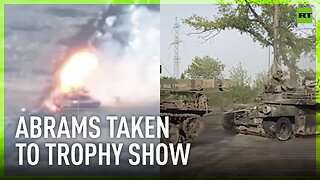 Russian troops destroy and haul away US-made Abrams tank