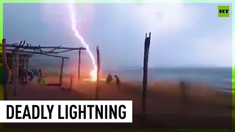 Two killed by freak lightning strike on beach