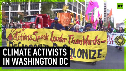 Climate activists in Washington DC protest for green agenda