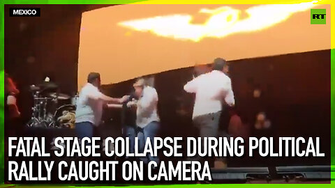 Fatal stage collapse during political rally caught on camera