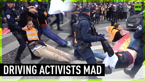 Tensions flare in Paris as drivers confront environmental activists blocking iconic avenue