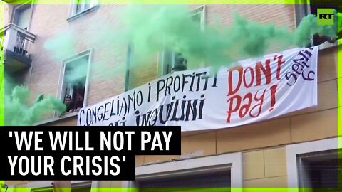 'We do not pay' | Dozens rally in Bologna against skyrocketing cost of living